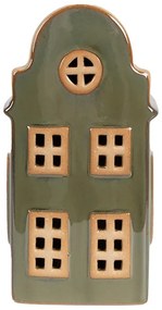 Zelený porcelánový svietiaci domček - 8*6*15 cm