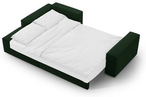 Tmavozelená zamatová rozkladacia/s úložným priestorom rohová pohovka (ľavý roh/s leňoškou) Jodie – Micadoni