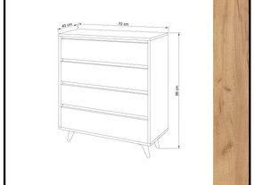 Dizajnová komoda Wallace 70 cm vzor dub