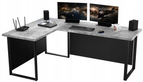 Rohový pc stôl Vintid (svetlý betón). Akcia -19%. Vlastná spoľahlivá doprava až k Vám domov. 1054974