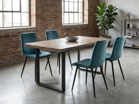 Petrolejová zamatová stolička LAVA PETROL BLUE s čiernymi nohami