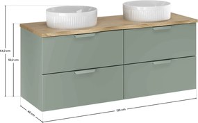 Comad Kúpeľňová skrinka s doskovými umývadlami set Aster Green 120 zelená/dub cremona