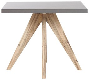 Záhradný betónový stôl 90 x 90 cm sivá/svetlé drevo OLBIA Beliani