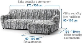 Bielastické poťahy OCEANO NOVÉ šedo-modré sedačka s otomanom vpravo (š. 170 - 300 cm)