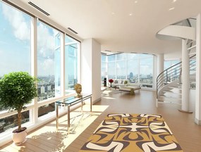 GDmats, Dizajnový kusový koberec Concentrations, 130x170, žltá, chodba / predsieň