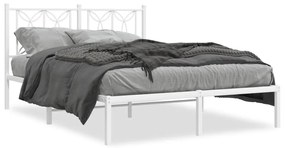 Kovový rám postele s čelom biely 140x200 cm 376178