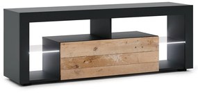 TV stolík Everest 140 cm s LED osvetlením antracit/old wood