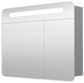 Zrkadlová skriňa 80cm, 2 dvere, 2x pánt, LED osvetlenie, zásuvka+vypínač, IP44 GALPIR60LED