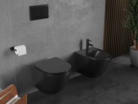 Mexen Lena, závesná WC misa 490x360x340 mm, Rimless Tornádo, čierna matná, 3322XX85T
