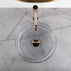 Rea Cristal, sklenené umývadlo na dosku 355 x 355 x 115 mm, dymové sklo, REA-U9615