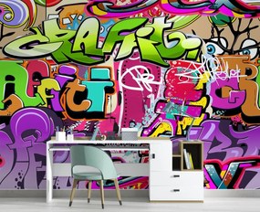 Fototapeta, Graffiti umění v neonových barvách - 300x210 cm
