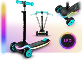 Ricokids Leddi LED balančná Kolobežka pre deti - čierna a tyrkysová
