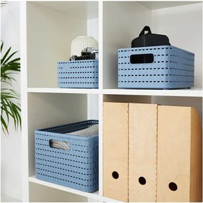 Rotho Plastový košík COUNTRY, rovný, modrý (18l - 37x28x19)