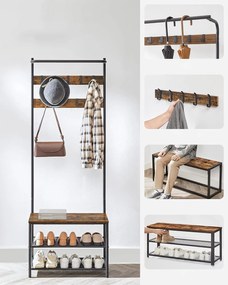 Predsieňová stena TAYLOR s botníkom 180x64 cm, rustikálne hnedá