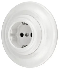 Bohemia-Design - porcelánová retro domová zásuvka s rámčekom SCHUKO 250V/16A biela