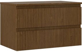 Mexen Rivel, kúpeľňová skrinka 80 cm s hornou časťou, 2 zásuvky, drážkovaná, orech, 91A20-08047-2-BFFC86