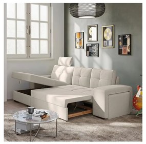 Rozkladacia sedačka s úložným priestorom a taburetom PALERMO, svetlosivá, ľavé prevedenie