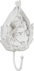 Biely antik nástenný háčik s anjelikom - 8*5*17 cm
