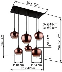 Globo 15548-6HG - Luster na lanku MAXY 6xE27/40W/230V medená