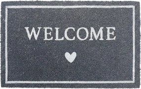 Šedá kokosová rokožka so srdiečkom Welcome - 75*45*1 cm