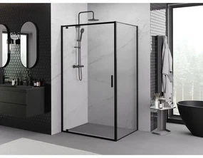 Mexen Exo, sprchovací kút s krídlovými dverami 100 x 90 cm, 6mm číre sklo, čierny profil, 8181-100-090-70-00