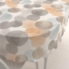 Biante Zamatový oválny obrus Tamara TMR-047 Sivo-béžové kruhy na smotanovom 80x120 cm