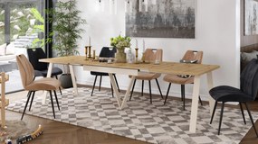 AVERY Dub Artisan/spodok béžový - LOFTOVÝ / PRIEMYSELNÝ STÔL DO OBÝVAČKY/ JEDÁLNE ROZKLADACÍ DO 290 cm!