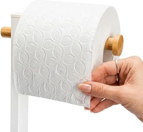 Erga Gasa, držiak na toaletný papier so zásobníkom na postavenie 62cm, biela-prírodná hnedá, ERG-YKA-P.GASA-WHT