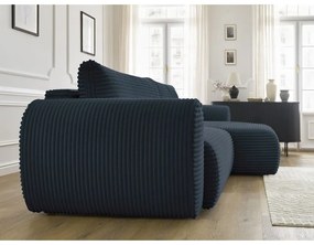 Tmavomodrá menčestrová rozkladacia rohová pohovka (pravý roh) Lucien – Bobochic Paris