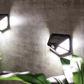 Exteriérové solárne nástenné LED svietidlo Batman, 1x LED 3w, čierna, pohybový senzor
