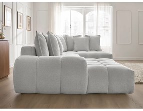 Svetlosivá ženilková rozkladacia/s úložným priestorom rohová pohovka (pravý roh/do tvaru "U") Everest – Bobochic Paris