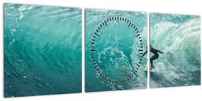 Obraz surfovanie (s hodinami) (90x30 cm)