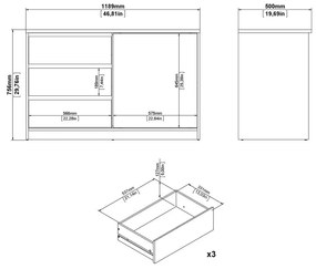Komoda v dekore duba s posuvnými dverami v prírodnej farbe 119x76x50 cm Naia – Tvilum