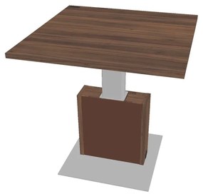 Výškovo nastaviteľný rokovací stôl Verno+ S 120 x 120 cm, orech / hnedá