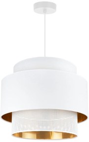 Závesné svietidlo Asti, 1x PVC/biele textilné tienidlo, (fi 35cm), g/c, w