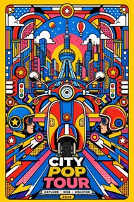 Pop city tour - Metalický obraz 60x40cm