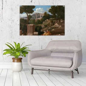 Obraz - Nicolas Poussin, Landscape with Saint John on Patmos, reprodukcia (90x60 cm)