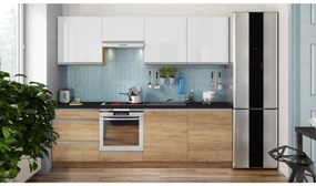 Kuchynská linka MARINA 240 cm dub craft/lesklá biela