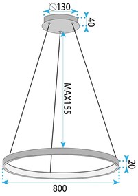 Toolight Toolight, LED závesné osvetlenie 80cm LHJ012-CP, čierna matná, OSW-50045