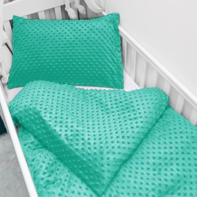 Biante Detské posteľné obliečky do postieľky Minky TOP 3D bodky MKP-047 Tyrkysovo zelené Do postieľky 90x120 a 40x60 cm