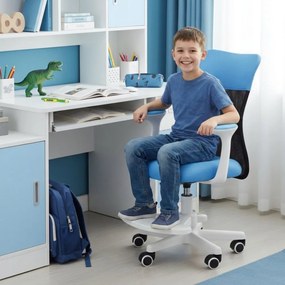 Detská stolička Neoseat MONKEY WHITE s podnožou — látka, biela / svetlo modrá