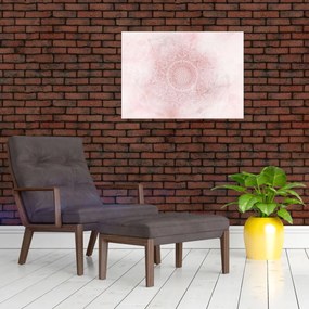 Sklenený obraz - Ružová mandala (70x50 cm)