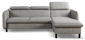 Rozkladacia rohová sedacia súprava do L s úložným priestorom NISA sivá pravá