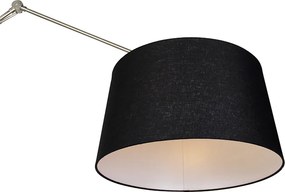 Moderná stojaca lampa oceľ s tienidlom čierny ľan 45 cm - Editor