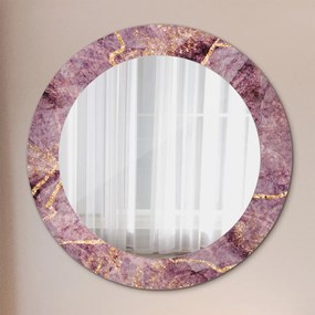 Okrúhle ozdobné zrkadlo na stenu Mramor s pridaním zlata fi 60 cm
