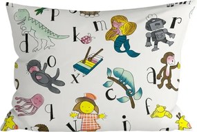 Sada 2 ks dekoračných obliečok na vankúš KIDS ALPHABET 40x60 cm, biela