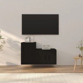 2-dielna súprava TV skriniek čierna kompozitné drevo 3188391