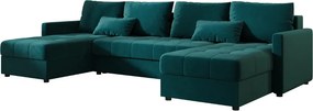 AKCIA Rozkladacia sedacia súprava do U VENORIA 285x146 cm, petrolejová + 2 vankúšiky ZDARMA II. akosť