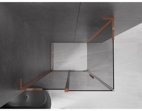 Mexen Velar L, sprchový kút s posuvnými dverami 90 x 110 cm, 8mm šedé sklo, ružové zlato, 871-090-110-43-60