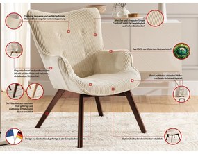 Béžové menčestrové kreslo s podnožkou Niko – Ropez